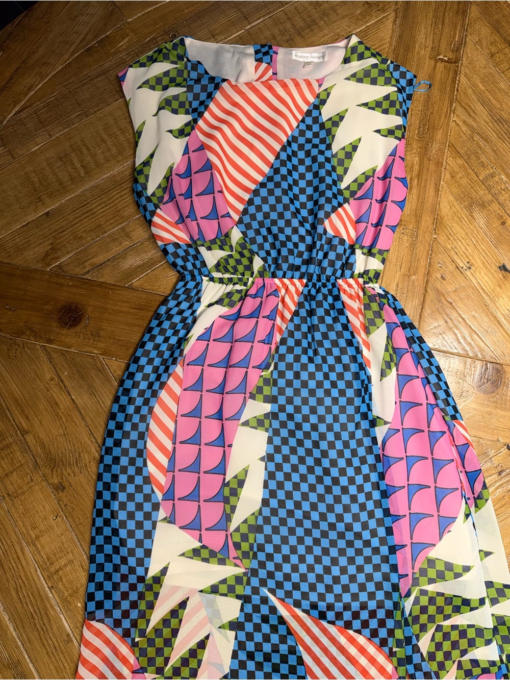 Jealous Tomato Abstract Geometric Print Maxi Dress Size Small Cutout Back